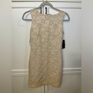 NWT - Donna Ricco - Crème colored cocktail dress with golden hues.